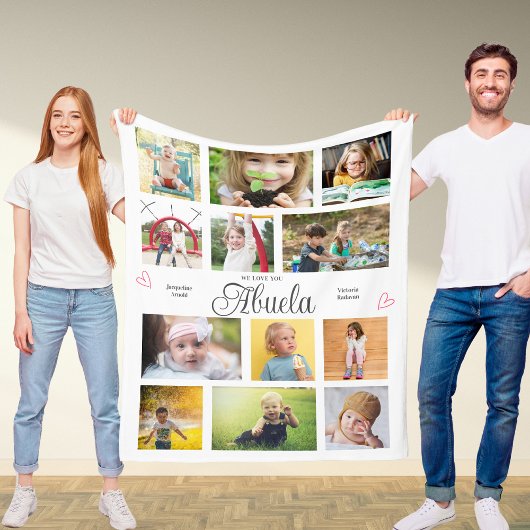 Abuela Wir Liebe Sie Personalisiert Hearts Moderne Fleecedecke