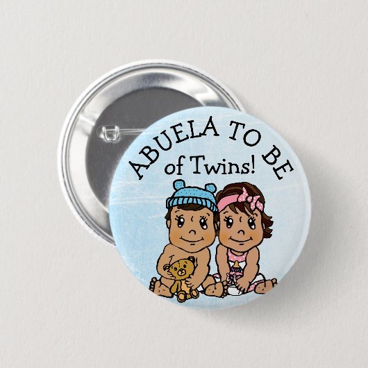 Abuela wird von Twins, Hispanic Baby Dusche Button (Vorne & Hinten)