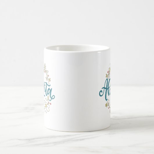 Abuelita, spanische Schrift, Blumenkranz, Kaffeetasse (Mittel)