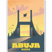 Abuja Nigeria City Gate Vintage Reiseplakat Aufkleber (Vorderseite)