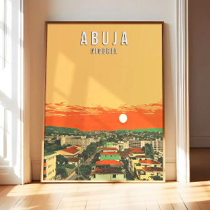 Abuja Nigeria Poster Kunst Druck, Vintage Retro La