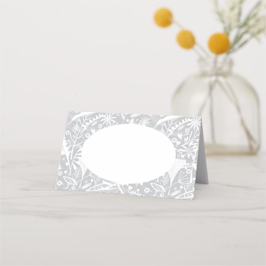 Abundance Botanic Silver Place Name Cards Platzkarte (Vorderseite)