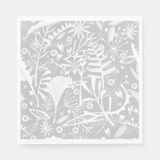 Abundance Botanical Silver Gray Napkin Serviette (Vorderseite)