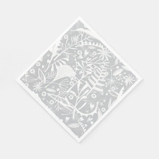 Abundance Botanical Silver Gray Napkin Serviette (Ecke)