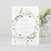 Abundance getrocknete Wildblume Pampas Boho Hochze Einladung (Stehend Vorderseite)