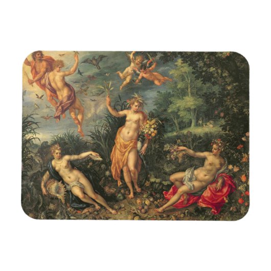 Abundance und die vier Elemente, c.1606 (Öl auf co Magnet (Horizontal)