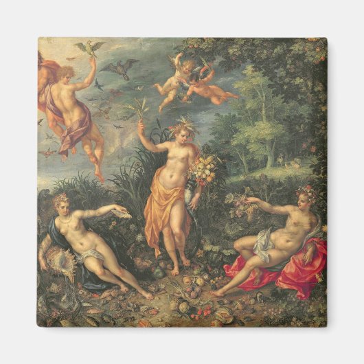 Abundance und die vier Elemente, c.1606 (Öl auf co Magnet (Vorne)