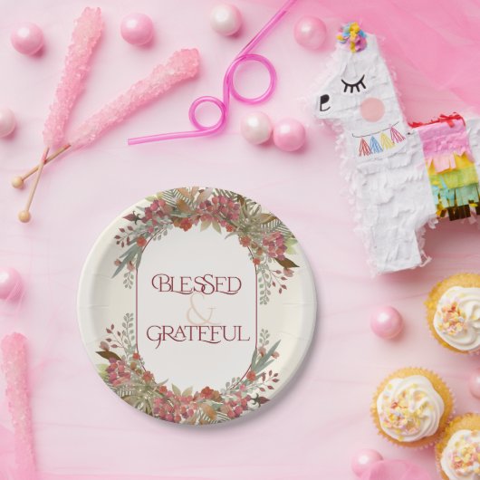 Abundant Fall blumengesegnet Dankbarkeit Erntedank Pappteller (Party)