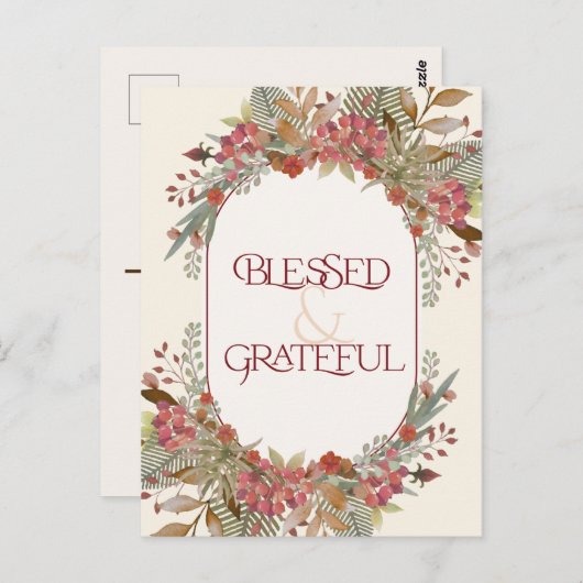 Abundant Fall blumengesegnet Dankbarkeit Erntedank Postkarte (Vorne/Hinten)