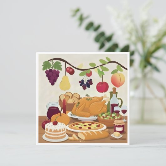 Abundant Feiertag: Herbstfeier Illustr Dankeskarte (Stehend Vorderseite)