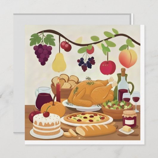 Abundant Feiertag: Herbstfeier Illustr Einladung (Vorne/Hinten)