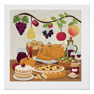 Abundant Feiertag: Herbstfeier Illustr Poster