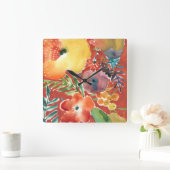 Abundant Florals III Quadratische Wanduhr (Zuhause)