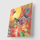 Abundant Florals III Quadratische Wanduhr (Winkel)