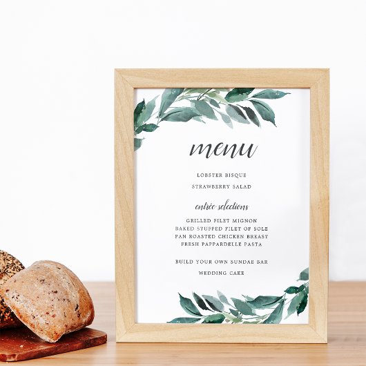 Abundant Foliage Menu Sign Poster