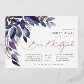Abundant Foliage | Violet Botanical Bar Mitzvah Folieneinladung (Vorderseite)