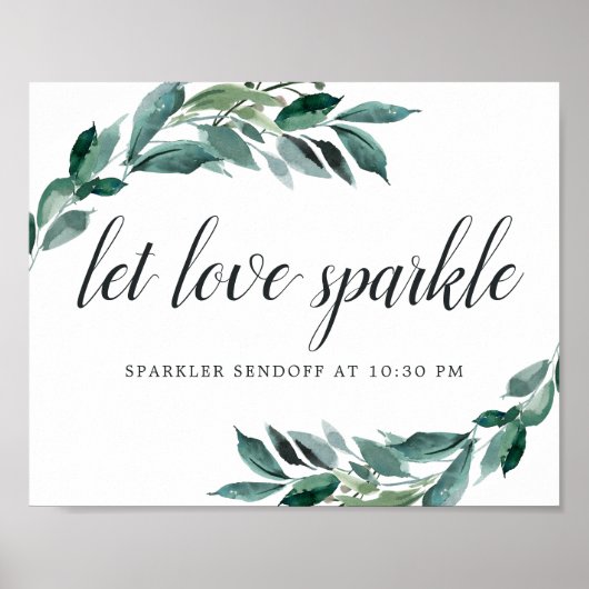 Abundant Foliage Wedding Sparker Sendoff Sign Poster (Vorne)