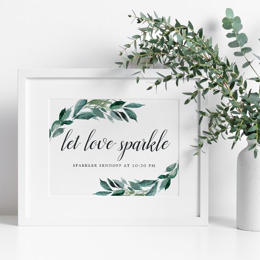 Abundant Foliage Wedding Sparker Sendoff Sign Poster
