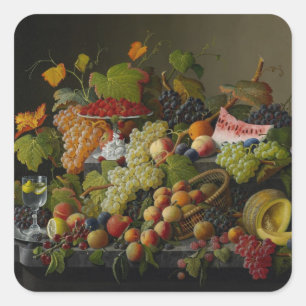 Abundant Fruit, 1858 (oil on canvas) Quadratischer Aufkleber