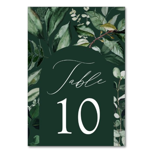 Abundant Greenery Arch Wedding Tischnummer (Rückseite)