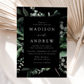 Abundant Greenery Black Wedding Einladung