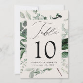 Abundant Greenery Cream Table Number Card (Vorderseite)