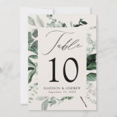 Abundant Greenery Cream Table Number Card (Rückseite)