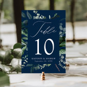 Abundant Greenery Navy Table Number Card