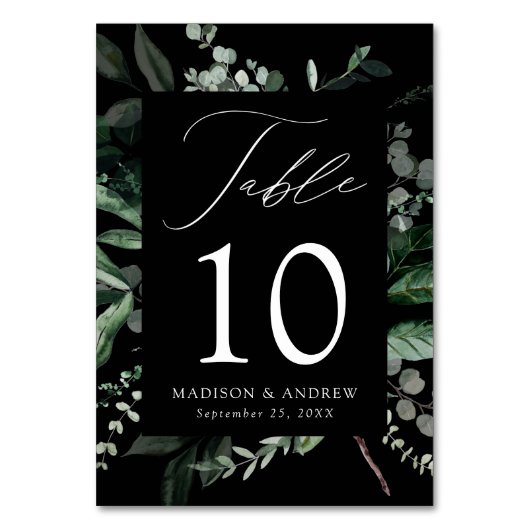 Abundant Greenery Personalized Wedding Tischnummer (Vorderseite)