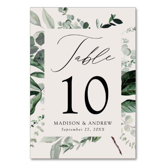 Abundant Greenery Personalized Wedding Tischnummer (Rückseite)