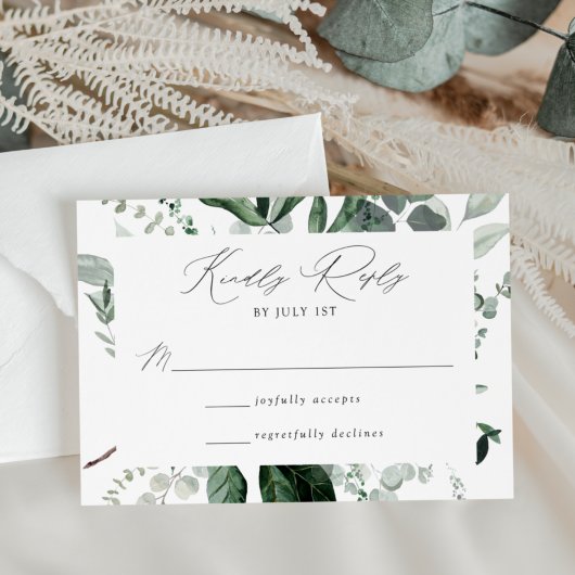 Abundant Greenery Wedding RSVP Karte