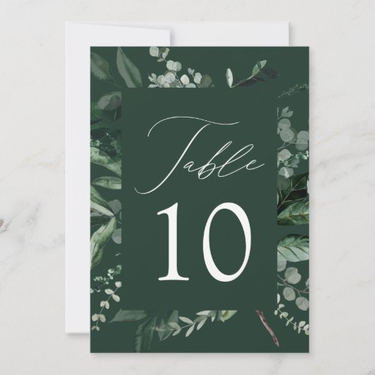 Abundant Greenery Wedding Table Number Card (Vorderseite)
