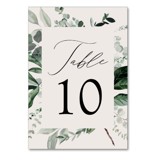 Abundant Greenery Wedding Tischnummer (Vorderseite)