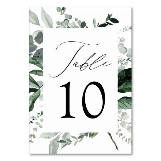 Abundant Greenery Wedding Tischnummer (Vorderseite)