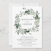 Abundant Greenery Wreath Wedding Einladung (Vorderseite)