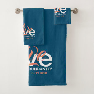 ABUNDANT LIFE John 10:10 Modernes Christliches AQU Badhandtuch Set