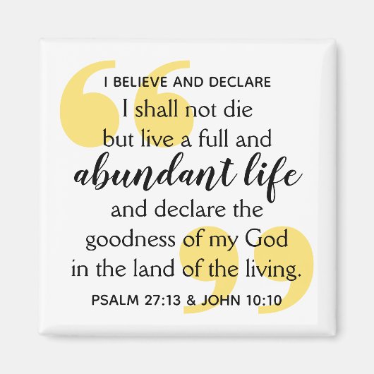 ABUNDANT LIFE Positive Christlich Affirmative Magnet (Vorne)