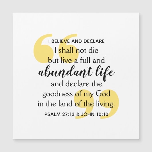 ABUNDANT LIFE Positive Christlich Affirmative Magnetkarte (Vorderseite)