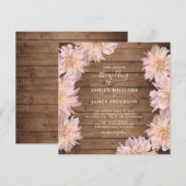 Abundant Pink Dahlia Blume Rustic Wood Wedding Einladung (Vorne/Hinten)