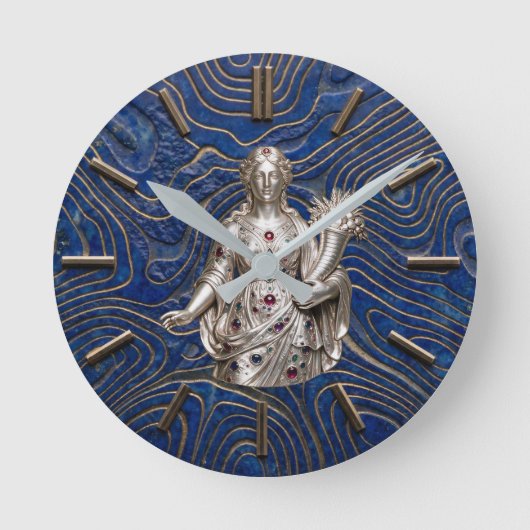 Abundia 3 D Glück + Wohlstand Lapis Runde Wanduhr (Vorderseite)