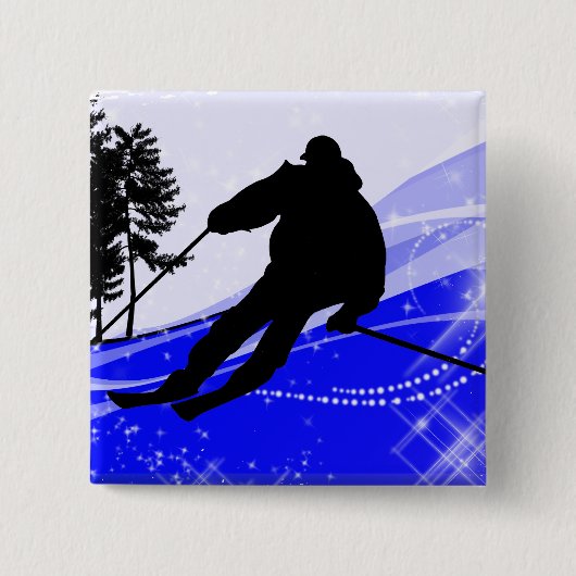 Abwärts auf der Ski-Steigung Button (Vorderseite)