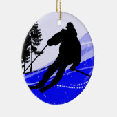 Abwärts auf der Ski-Steigung Keramikornament (Rechts)