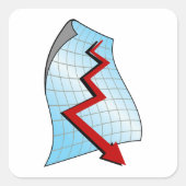 Abwärts Graph Red Arrow Quadratischer Aufkleber (Vorderseite)