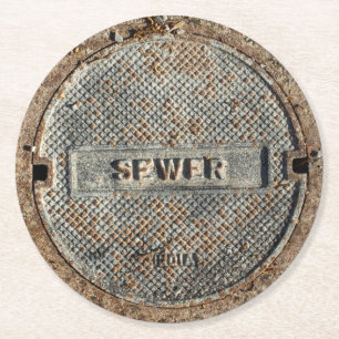 Abwasserkanal-Stadt-Kanaldeckel Runder Pappuntersetzer
