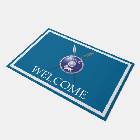 Abwehrschild und Sprecher - willkommen Fußmatte (Schrägansicht)