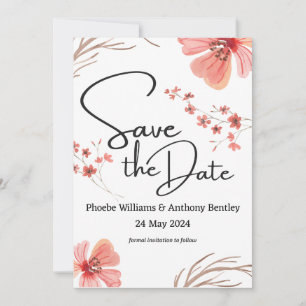 ABWEICHUNGSDATUM gerettet - rosa Blume bearbeitbar Save The Date