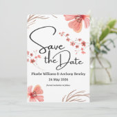 ABWEICHUNGSDATUM gerettet - rosa Blume bearbeitbar Save The Date (Stehend Vorderseite)