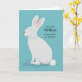Abwesend an der Schule Ostergrüße Weißes Kaninchen Karte (Gelbe Blume)