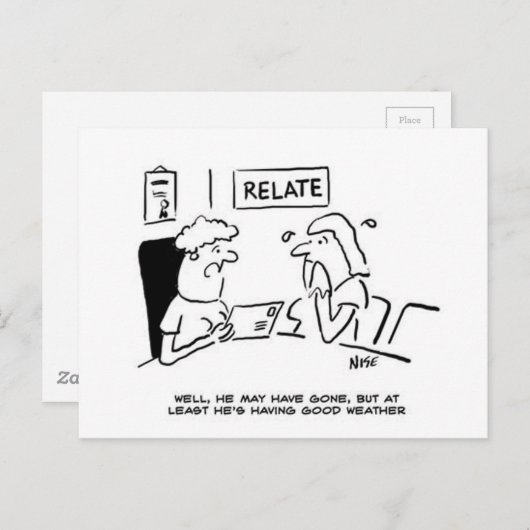 Abwesend Ehemann sendet eine Postkarte. Postkarte (Vorne/Hinten)