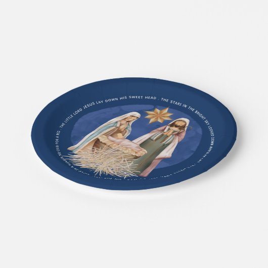 Abwesend in einem Manager Carol Texte Gold Krippe Pappteller (Schrägansicht)